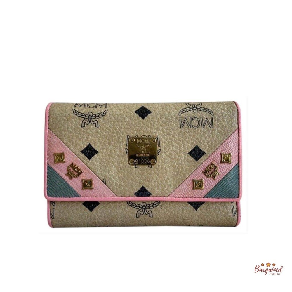 Authentic MCM Beige Visetos Trifold Wallet